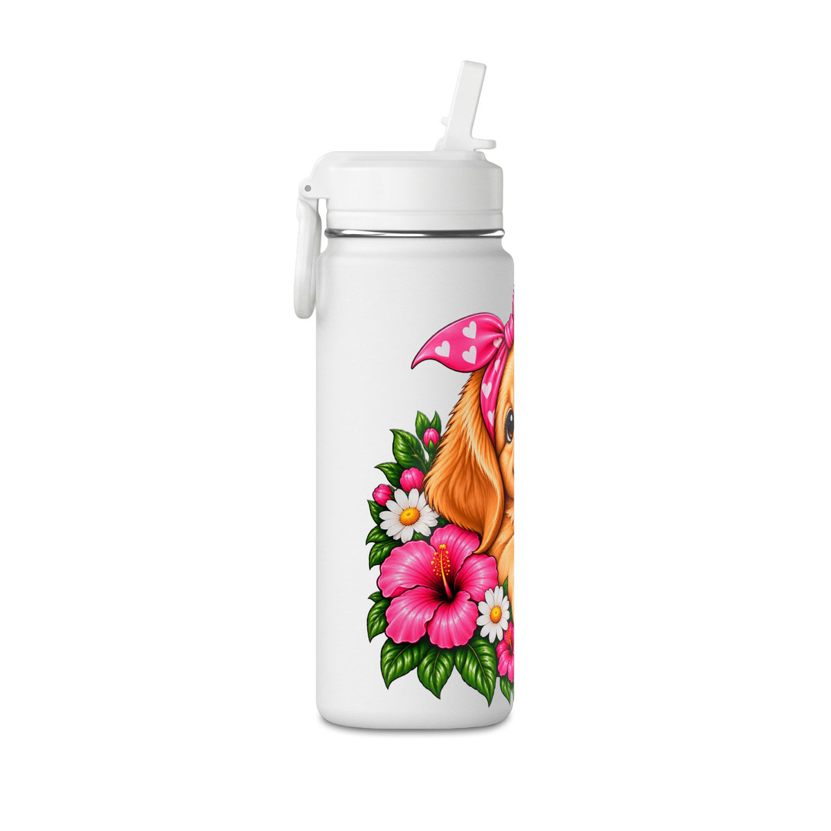 Puppy Floral 20oz Water Bottle