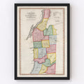 Vintage Map of Washington County, New York 1840