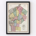 Vintage Map of Jefferson County, New York 1840
