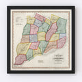 Vintage Map of Otsego County, New York 1840