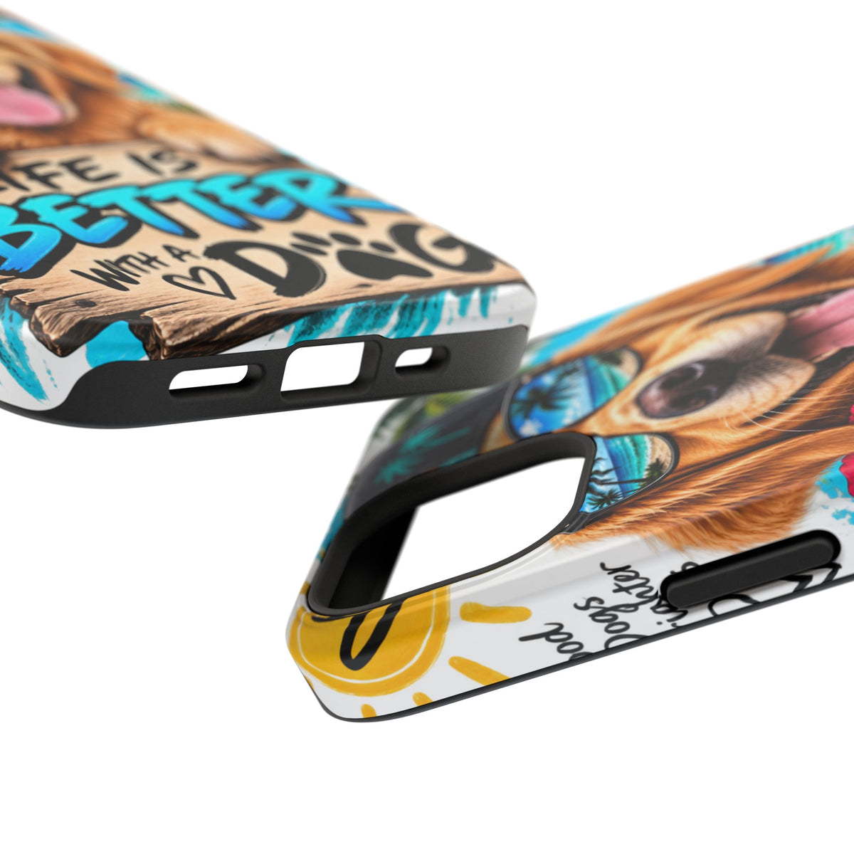 Impact-Resistant Phone Case — "Life Is Better With a Dog" Tropical Dog Design