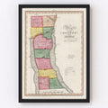 Vintage Map of Seneca County, New York 1840
