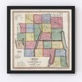 Vintage Map of Ontario County, New York 1840