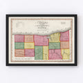 Vintage Map of Wayne County, New York 1840