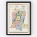 Vintage Map of Livingston County, New York 1840