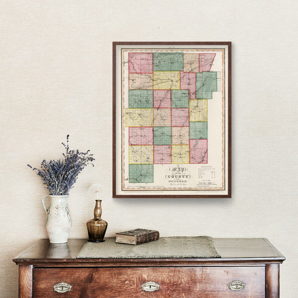Vintage Map of Genesee County, New York 1839