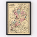Vintage Map of Warren County, New Jersey 1872