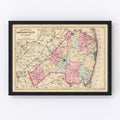 Vintage Map of Monmouth County, New Jersey 1872