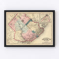 Vintage Map of Atlantic County, New Jersey 1872