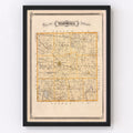 Vintage Map of Marshall County, Indiana 1876