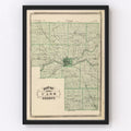 Vintage Map of Cass County, Indiana 1876
