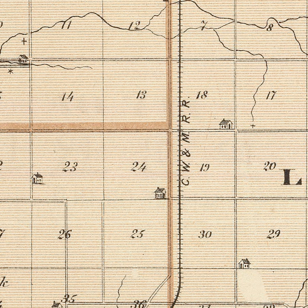 Vintage Map of Wabash County, Indiana 1876