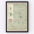 Vintage Map of Wells County, Indiana 1876