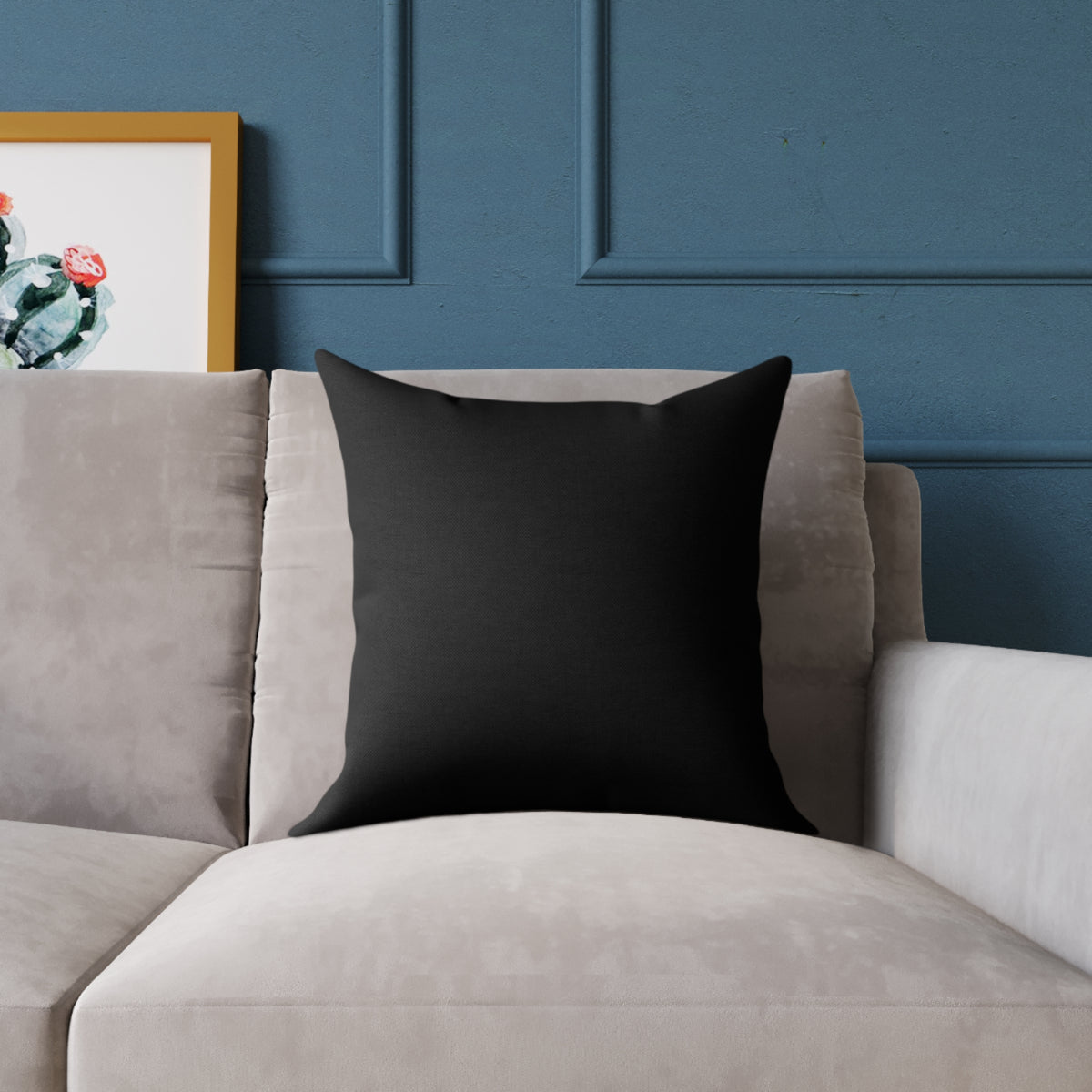 Black Square Throw Pillow - Minimal Modern Accent Cushion for Living Room & Bedroom