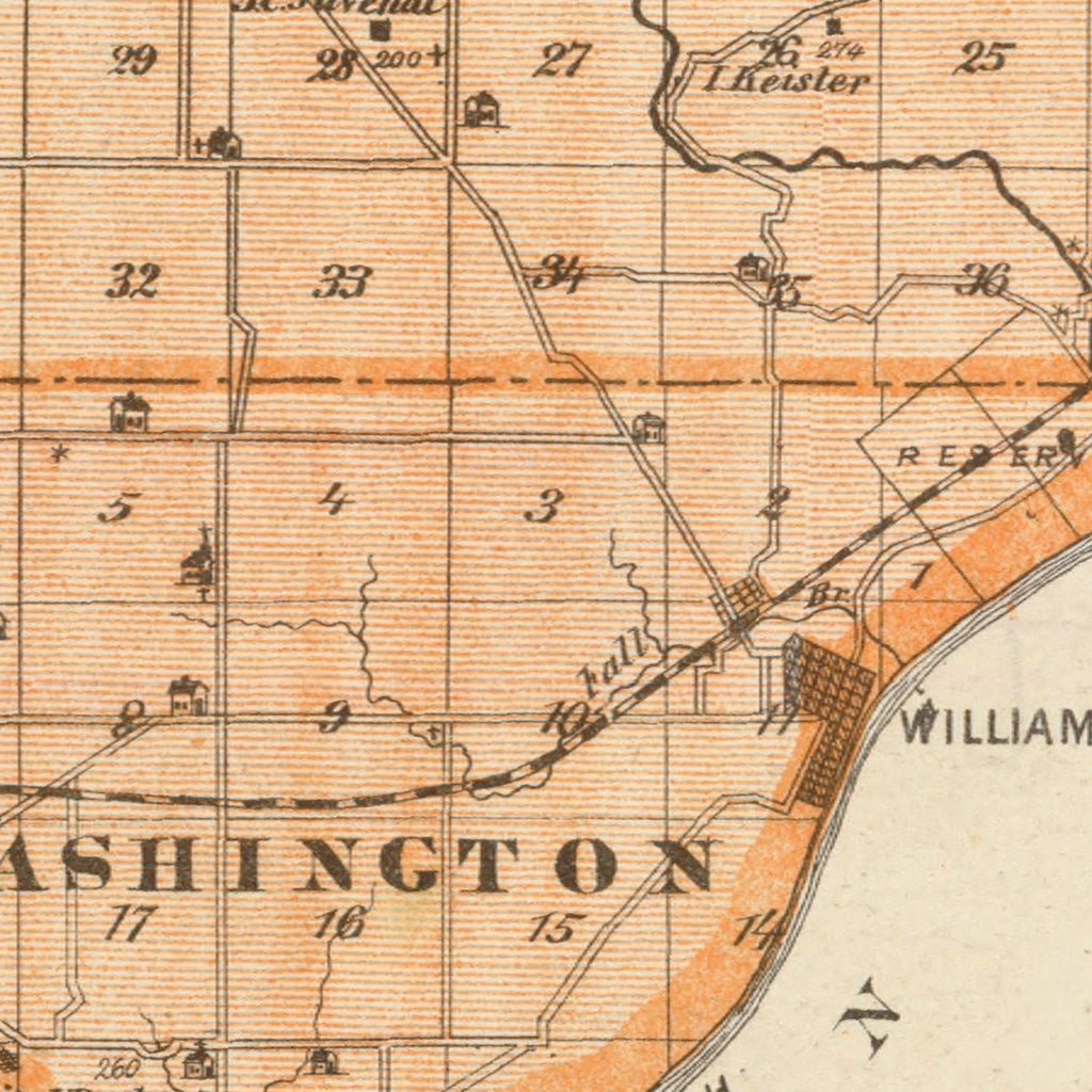 Vintage Map of Warren County, Indiana 1876