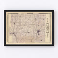 Vintage Map of Wayne County, Indiana 1876