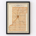 Vintage Map of Vigo County, Indiana 1876