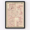 Vintage Map of Clay County, Indiana 1876