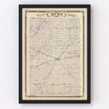 Vintage Map of Rush County, Indiana 1876