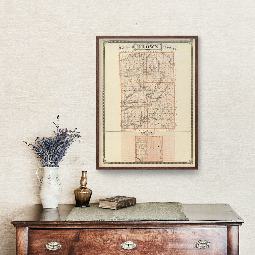 Vintage Map of Brown County, Indiana 1876