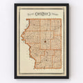 Vintage Map of Sullivan County, Indiana 1876