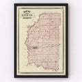 Vintage Map of Daviess County, Indiana 1876