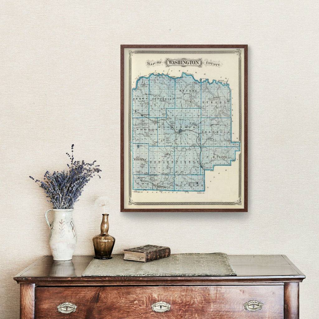 Vintage Map of Washington County, Indiana 1876