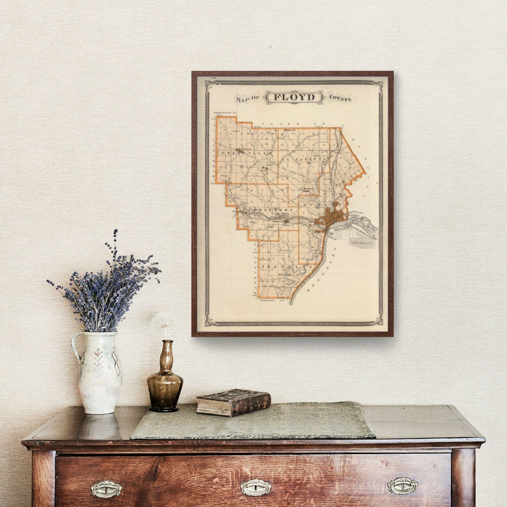 Vintage Map of Floyd County, Indiana 1876