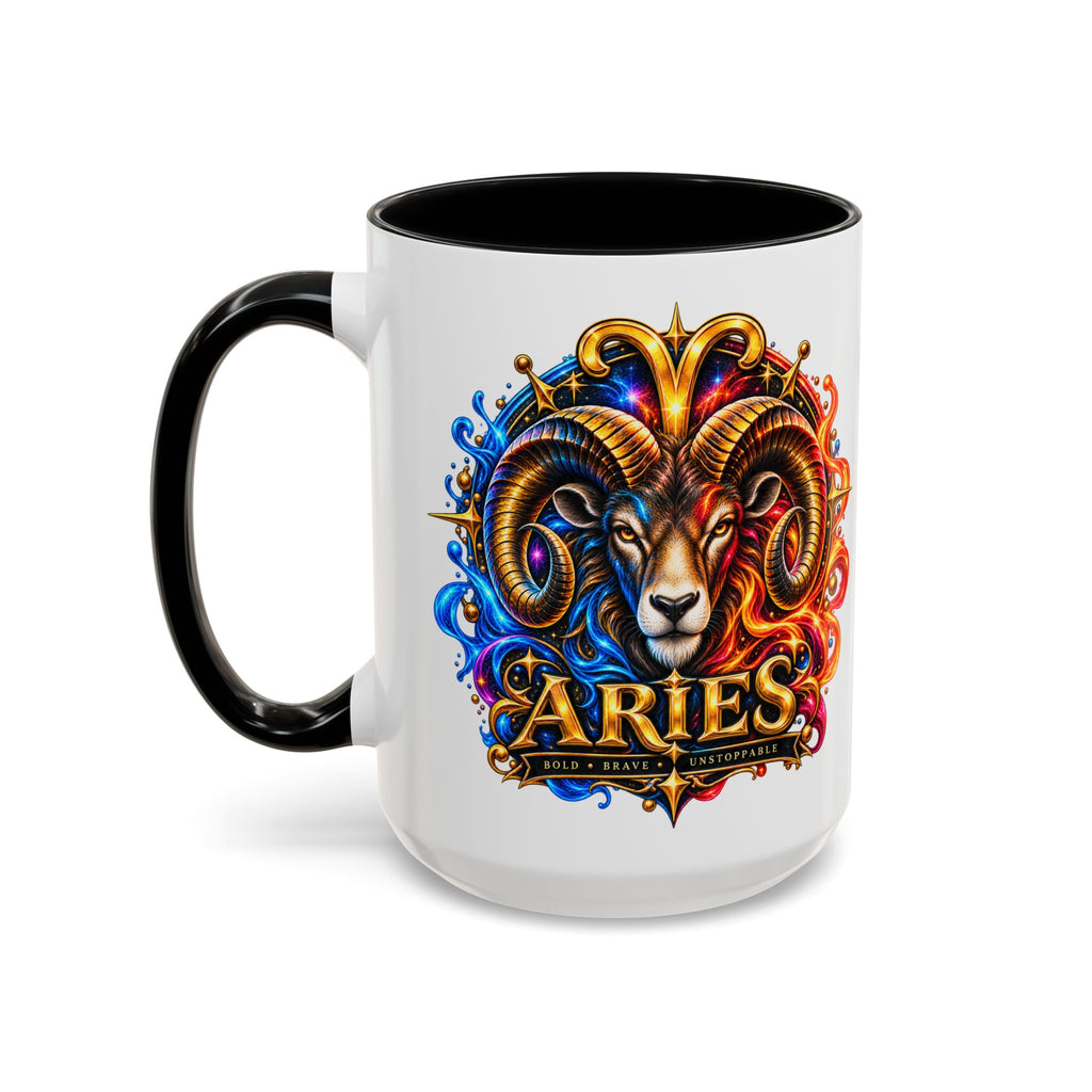 Aries Zodiac Coffee Mug — Colorful Ram Astrology Accent Mug (11/15oz)