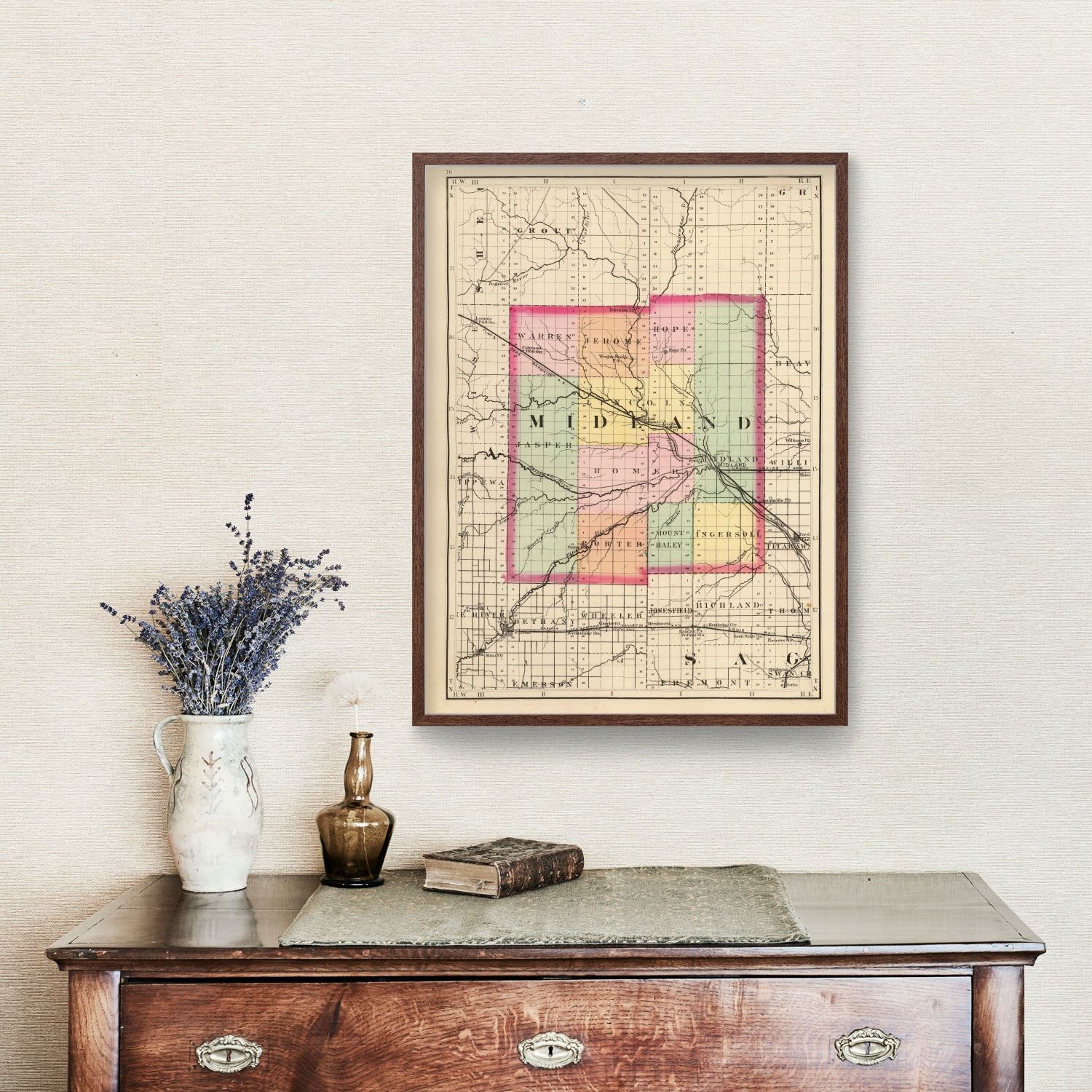 Vintage Map of Midland County, Michigan 1873
