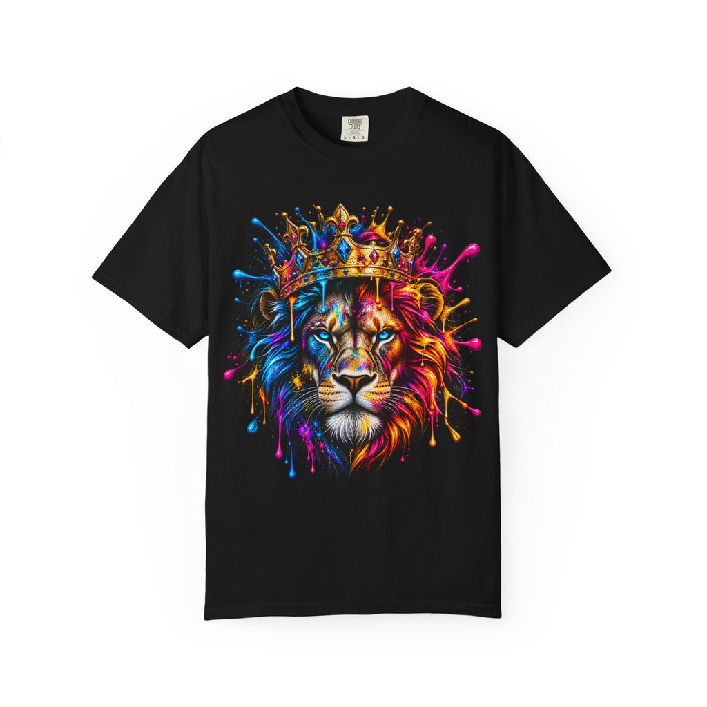 Color Splash Lion Tee — Regal Crown Graphic T-Shirt