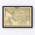 Vintage Map of Jo-Daviess County, Illinois 1876