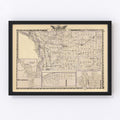Vintage Map of Carroll County, Illinois 1876