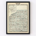 Vintage Map of Henry County, Illinois 1876