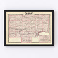 Vintage Map of Bureau County, Illinois 1876