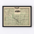 Vintage Map of Kankakee County, Illinois 1876
