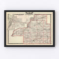 Vintage Map of Tazewell County, Illinois 1876
