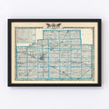 Vintage Map of McLean County, Illinois 1876