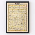 Vintage Map of Champaign County, Illinois 1876