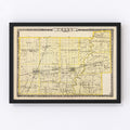 Vintage Map of Coles County, Illinois 1876
