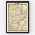 Vintage Map of Fulton County, Illinois 1876
