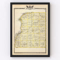 Vintage Map of Hancock County, Illinois 1876