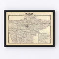 Vintage Map of Sangamon County, Illinois 1876