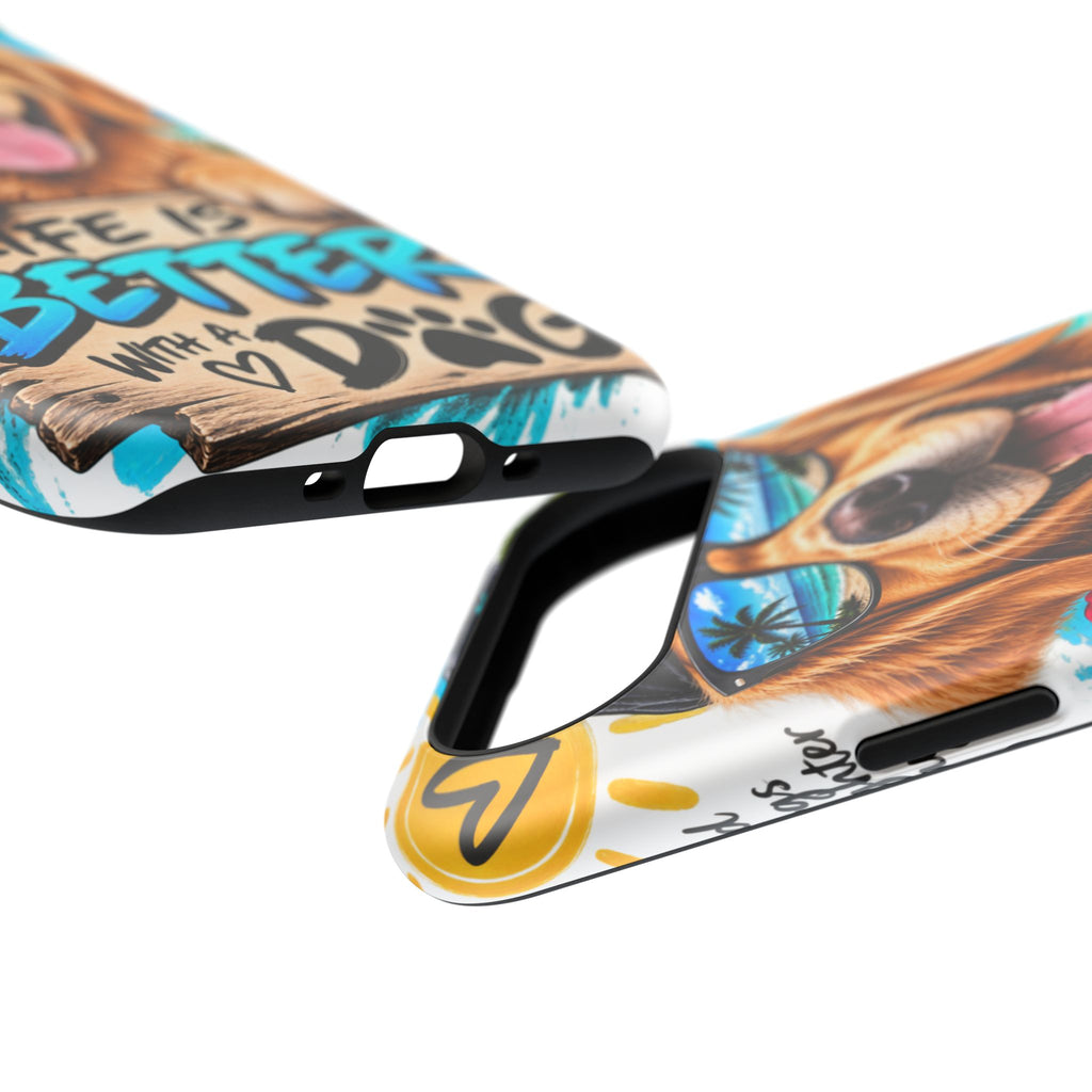 Impact-Resistant Phone Case — "Life Is Better With a Dog" Tropical Dog Design