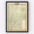 Vintage Map of Montgomery County, Illinois 1876