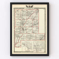 Vintage Map of Fayette County, Illinois 1876