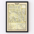 Vintage Map of Clay County, Illinois 1876