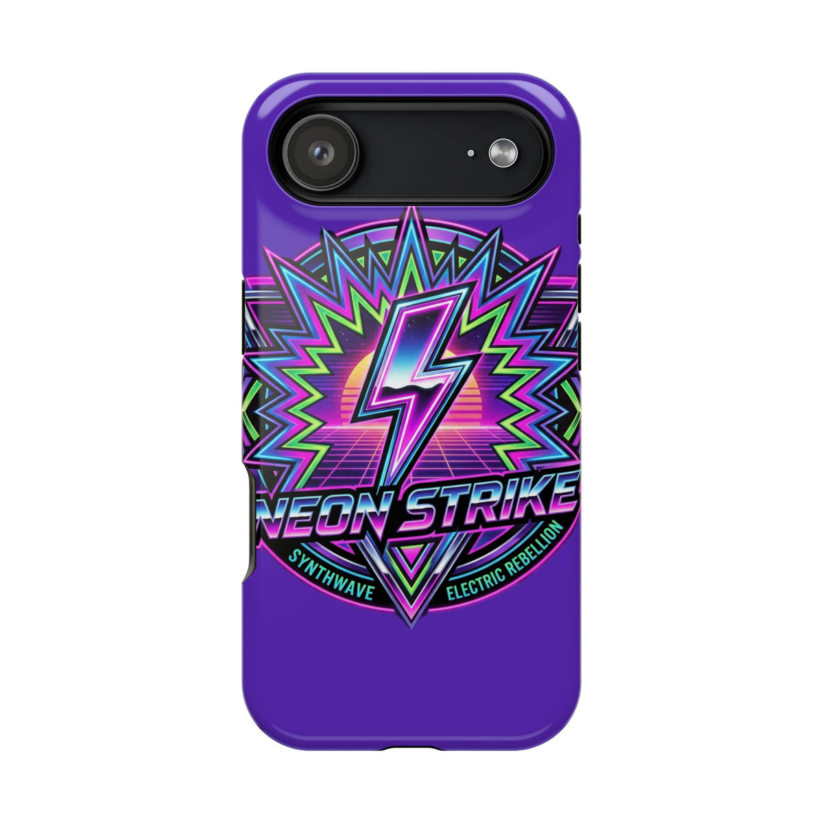 Neon Strike Phone Case — Retro 80s Lightning Magnetic Impact-Resistant Cover