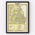 Vintage Map of Crawford County, Illinois 1876