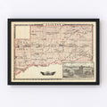 Vintage Map of Clinton County, Illinois 1876